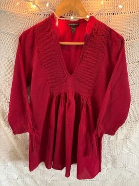 Lucky Brand Crimson Pintuck V-Neck Tunic
